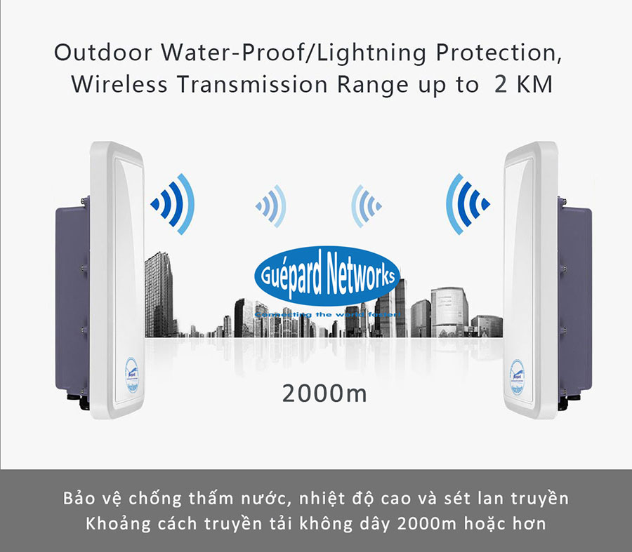 Guépard GOL1200ac - WiFi outdoor - High speed access point - WiFi chuyên dụng - CPE - PTP - PTMP